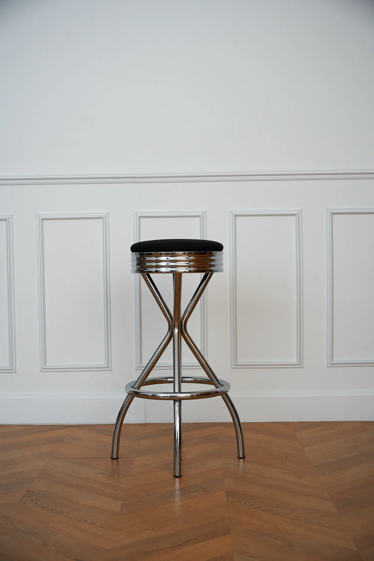 Tabouret haut chromé (assise noire)