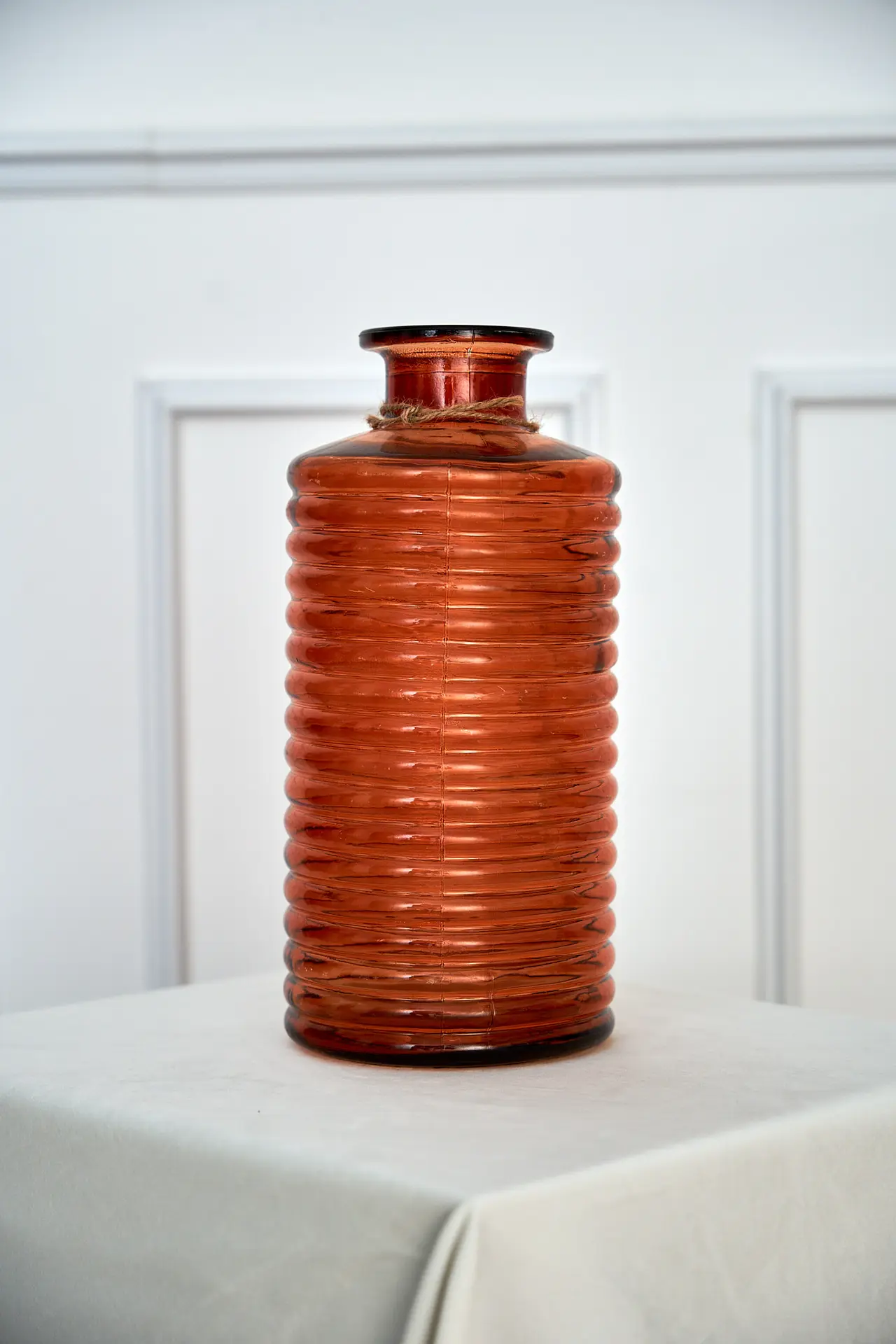 Vase bouteille verre ambré