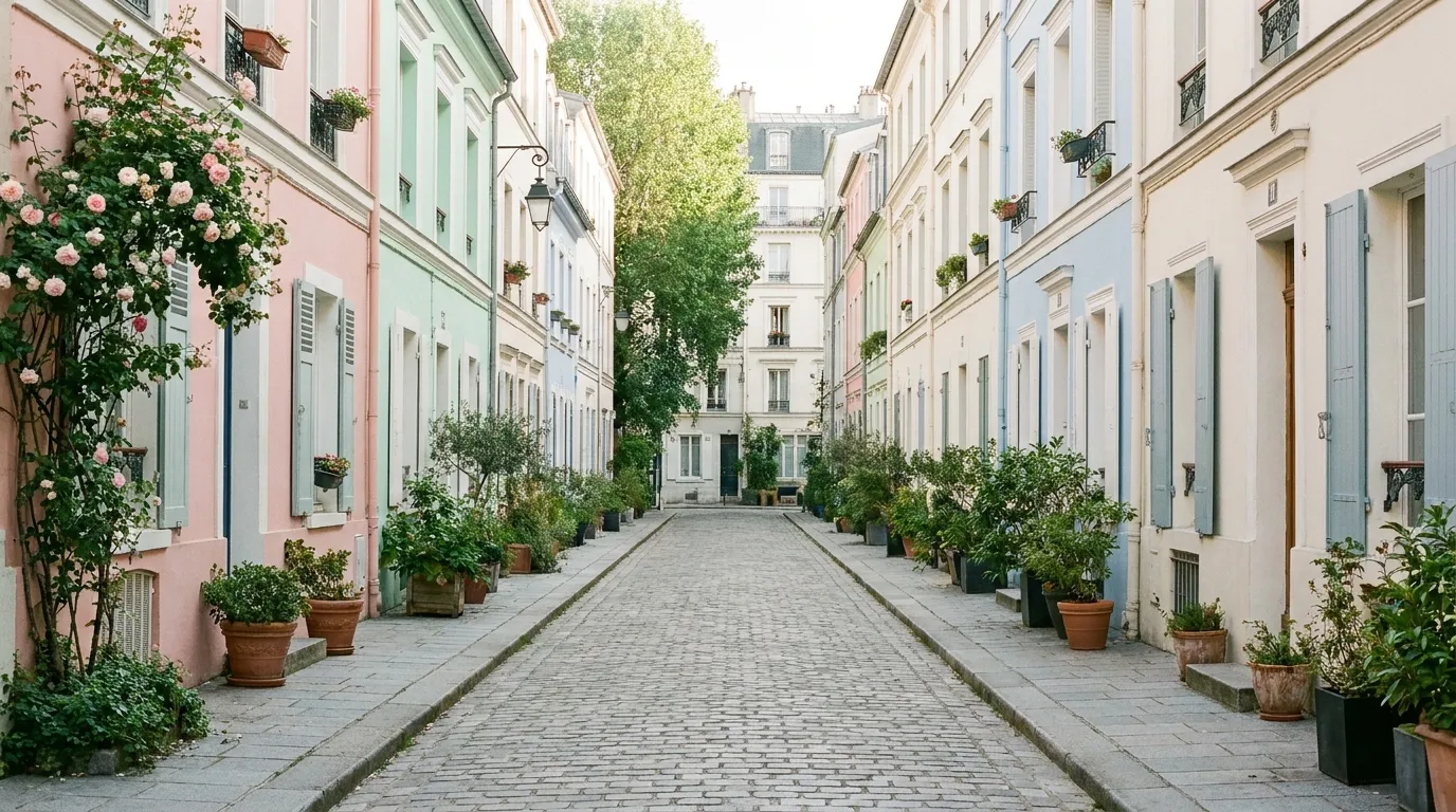 Rue Crémieux et ses façades pastel, Paris 12e
