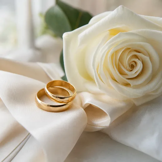 Alliances et fleurs, détails du mariage