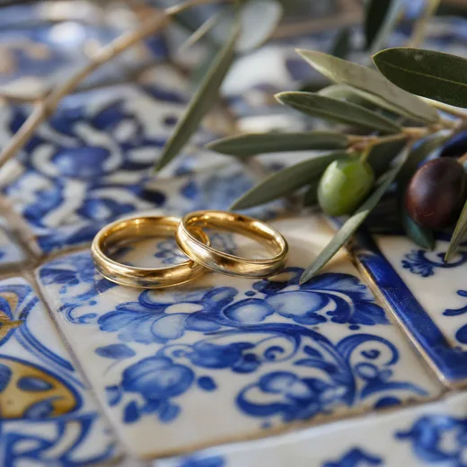 Alliances et fleurs, détails du mariage