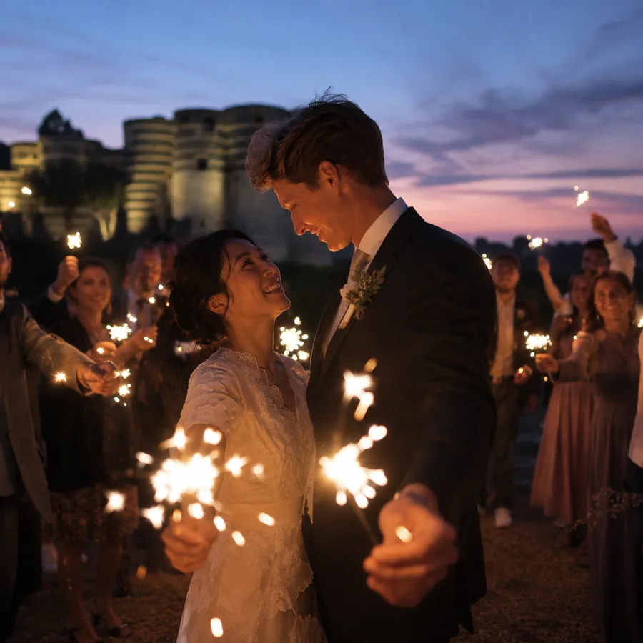 Toast au champagne, réception de mariage à Angers