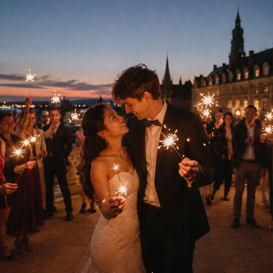 Toast au champagne, réception de mariage à Dijon