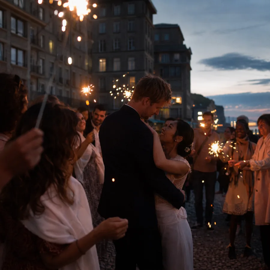 Toast au champagne, réception de mariage au Havre
