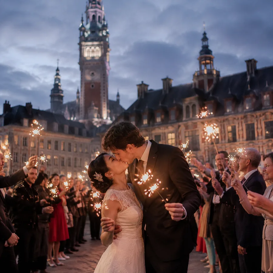 Toast au champagne, réception de mariage à Lille