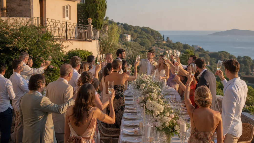 Toast au champagne, réception de mariage à Marseille