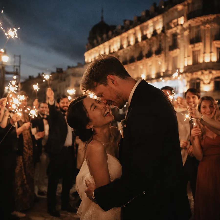 Toast au champagne, réception de mariage à Montpellier