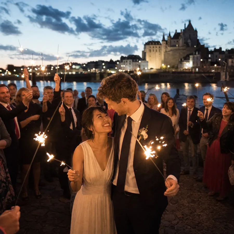 Toast au champagne, réception de mariage à Nantes