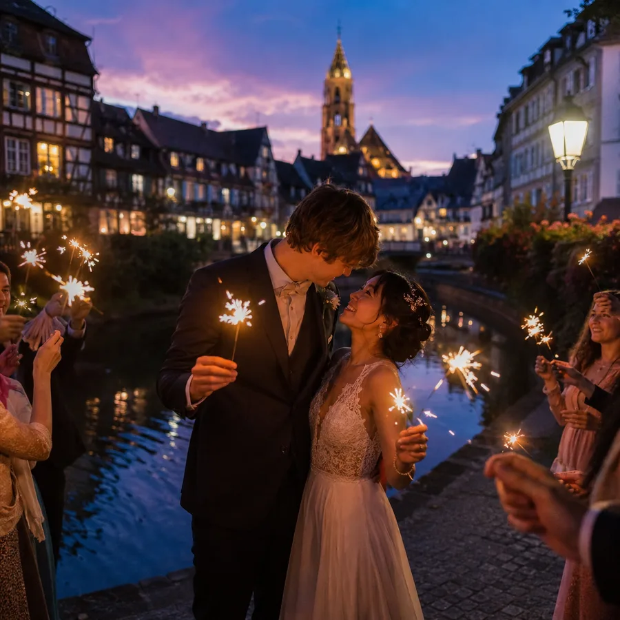 Toast au champagne, réception de mariage à Strasbourg