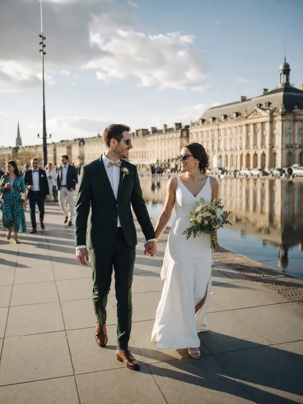 Sortie des mariés sous les confettis à Bordeaux