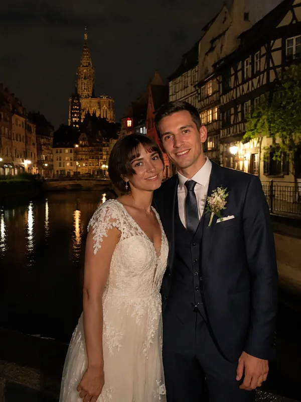 Sortie des mariés sous les confettis à Strasbourg