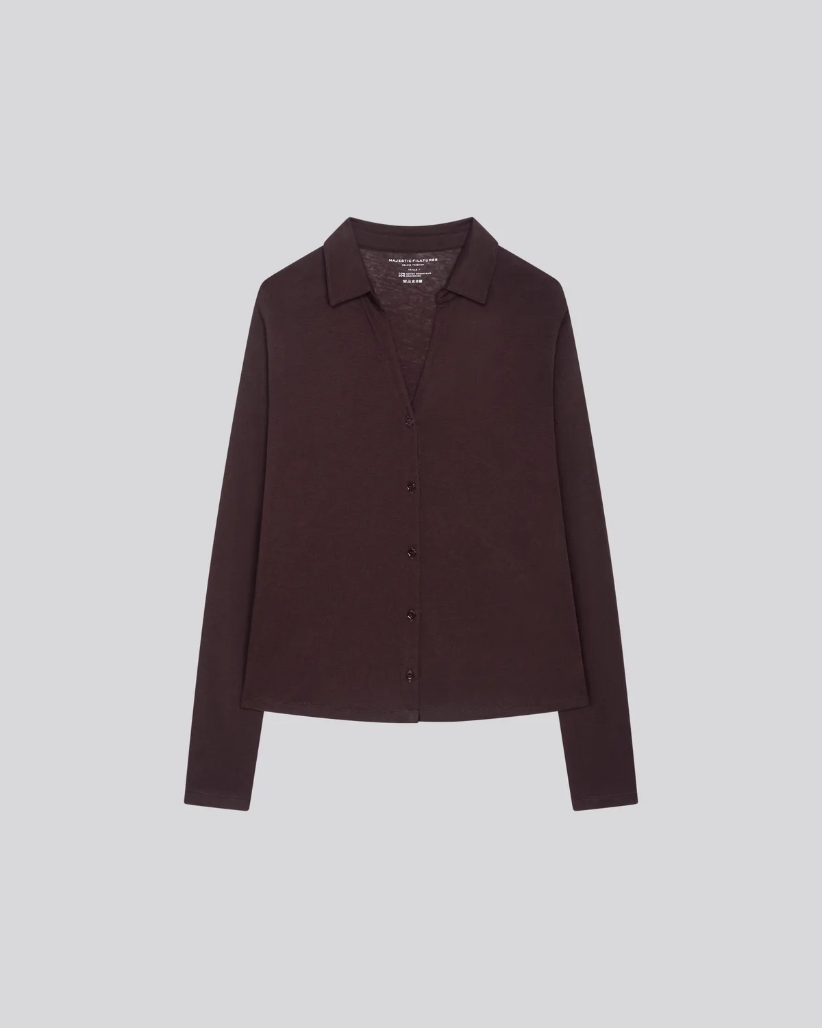 Packshot chemise en jersey taupe boutonnée